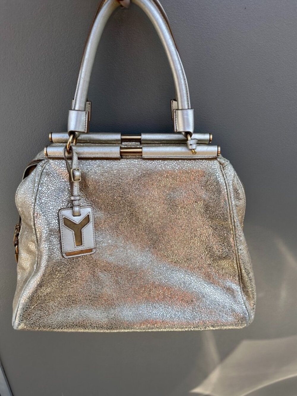 Y2K Authentic Yves Saint Laurent- Rive Gauche Gold Metallic Marjorelle Handbag